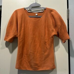 Orange Uniqlo blouse knit like